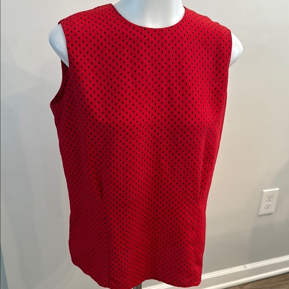 Rena Rowan for Saville 8 Petite Red Polka Dot Sleeveless Button Back Top - Picture 2 of 7
